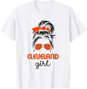 Cleveland Girl Messy Bun - Love Cleveland Ohio T-Shirt - T-Shirt | White