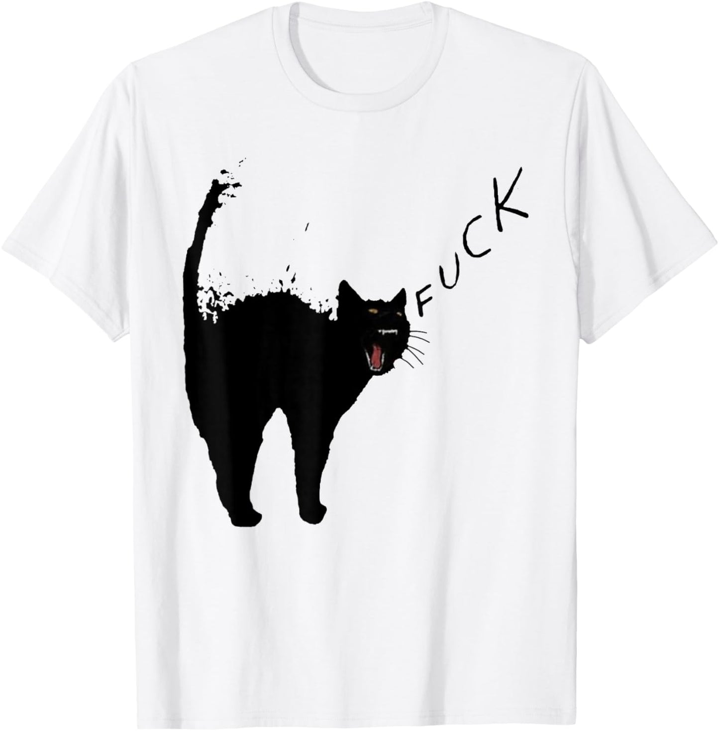 Angry - Black Cat - Fuck Yelling Art T-Shirt - T-Shirt | White
