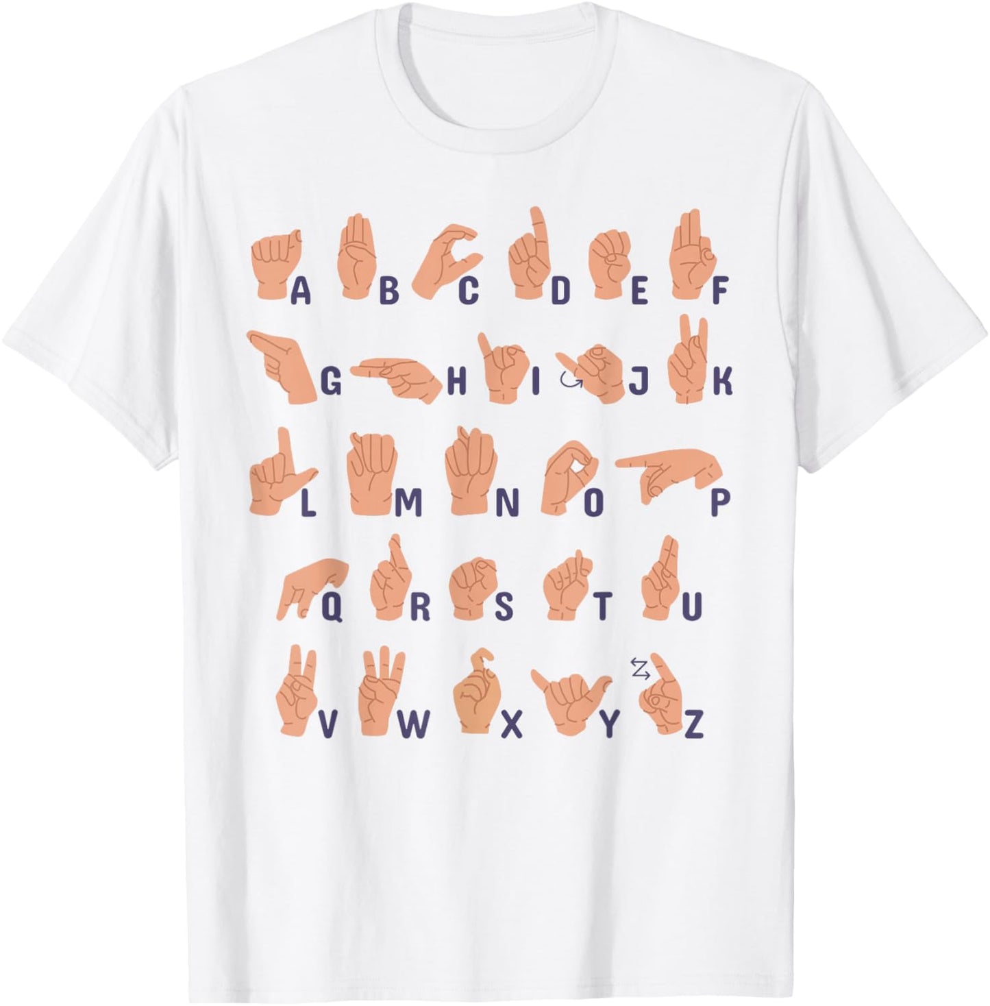 ABC Sign Language Alphabet Interpreter ASL Interpreter T-Shirt - T-Shirt | White