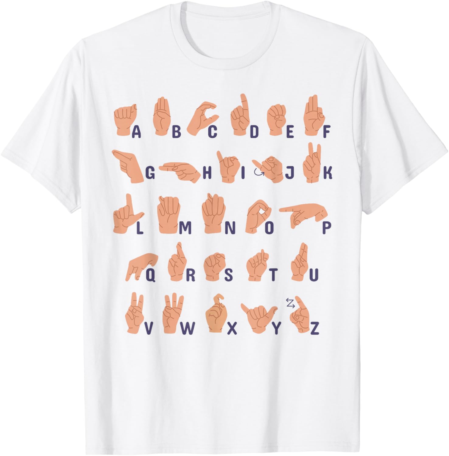 ABC Sign Language Alphabet Interpreter ASL Interpreter T-Shirt - T-Shirt | White
