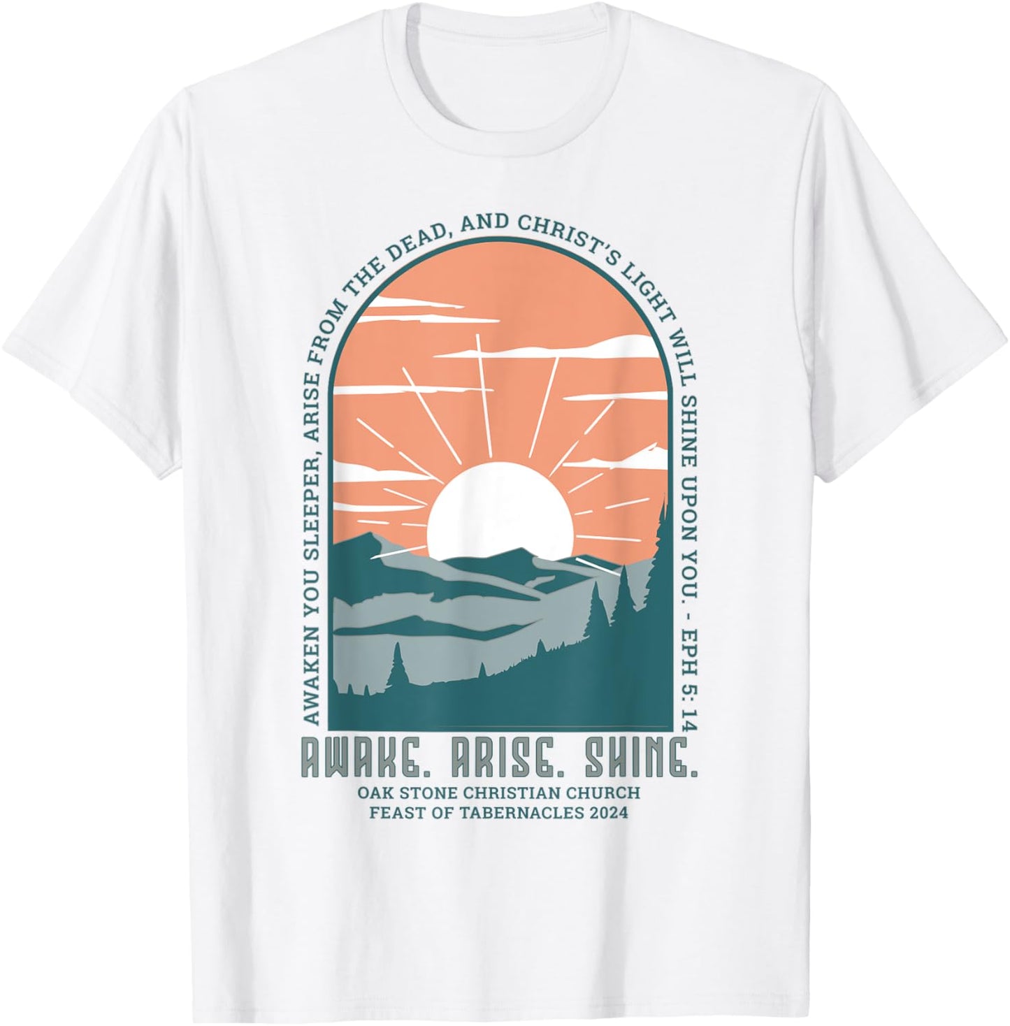 Oak Stone Feast of Tabernacles Awake Arise Shine Window T-Shirt - T-Shirt | White