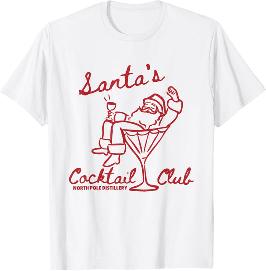 Santa's Cocktail Club North Pole Distillery T-Shirt - T-Shirt | White
