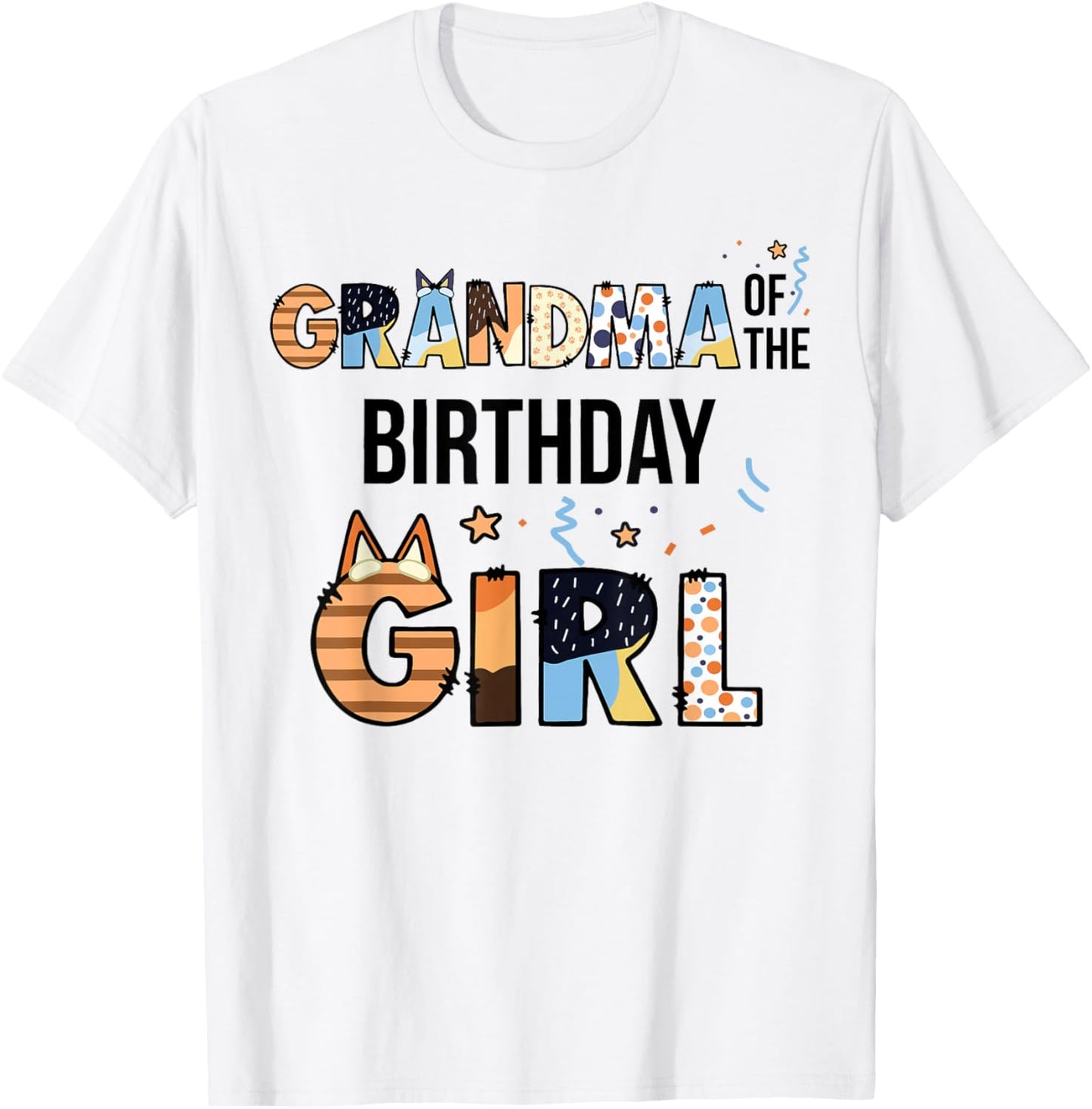 Grandma of The Birthday Girl Party Blue Dog Lover Matching T-Shirt - T-Shirt | White