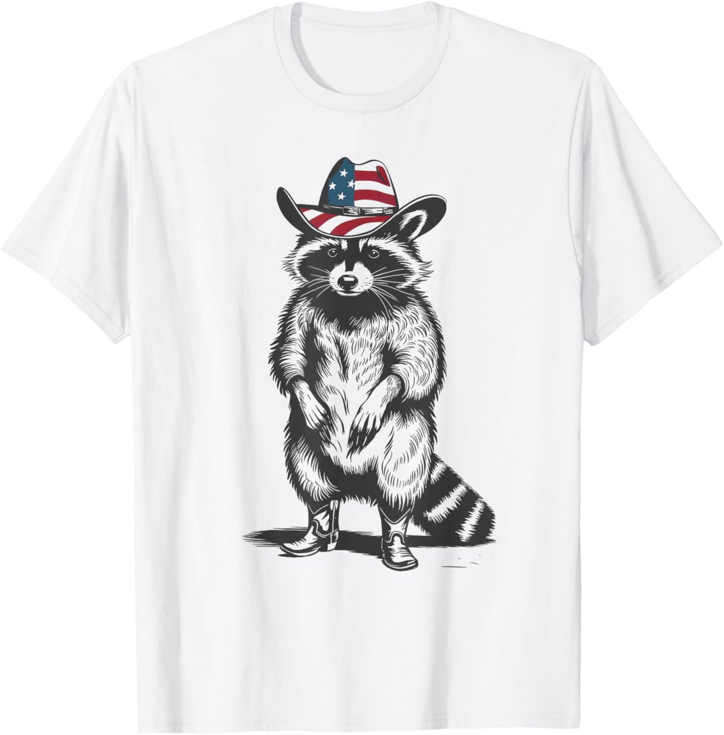 Vintage Racoon Trash Panda Cowboy Western Country Cowgirl T-Shirt - T-Shirt | White