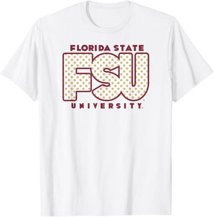 Florida State Seminoles Polka Dots Gray Officially Licensed T-Shirt - T-Shirt | White