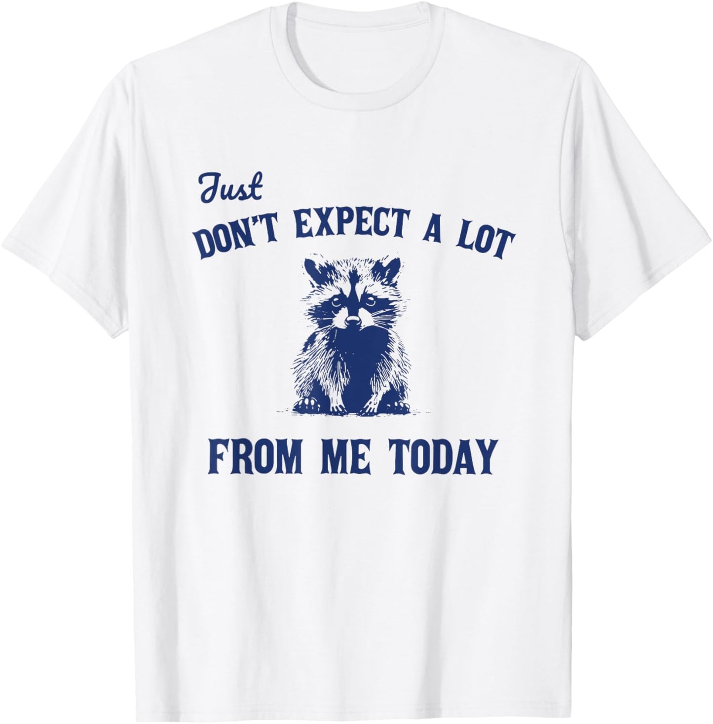 Just Don't Expect A Lot From Me Today Funny Raccoon T-Shirt - T-Shirt | White