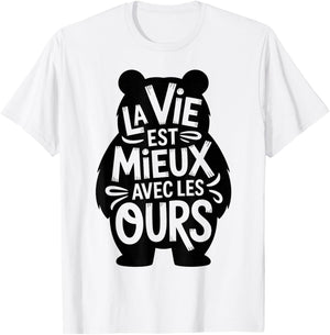 Shirt Bear Boy Girl Child Quote Life with Bear T-Shirt - T-Shirt | White