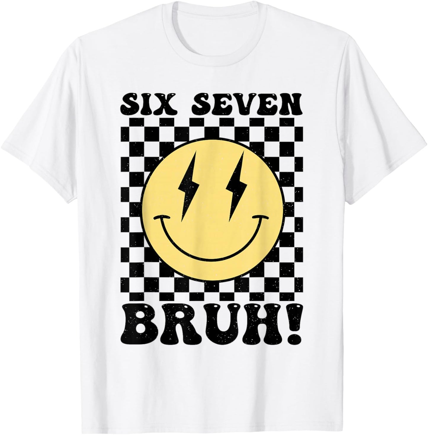 Happy Face 6 7 Retro 90s Six Seven Bruh 67 Boys Teens Kids T-Shirt - T-Shirt | White