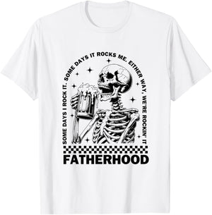 Funny Fatherhood Some Day I Rock It Skeleton Father's Day T-Shirt - T-Shirt | White