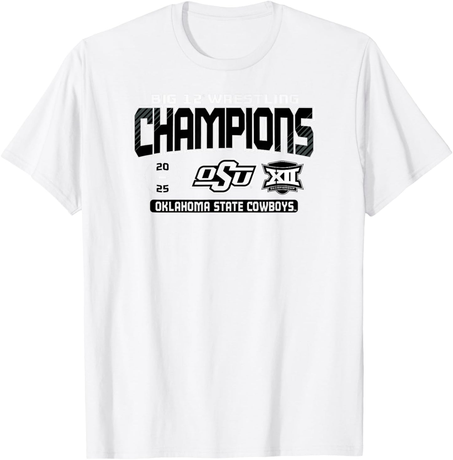 Oklahoma State Cowboys Wrestling Big 12 Champs 2025 T-Shirt - T-Shirt | White