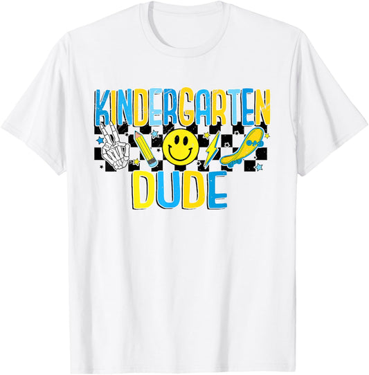 Retro Kindergarten DUDE Boys Roller Skate Toddler Kids T-Shirt - T-Shirt | White