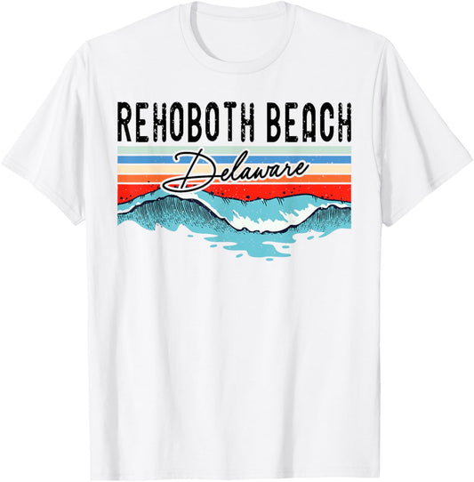 Retro Rehoboth Beach Delaware Surfer Surfboarder Women Kids T-Shirt - T-Shirt | White