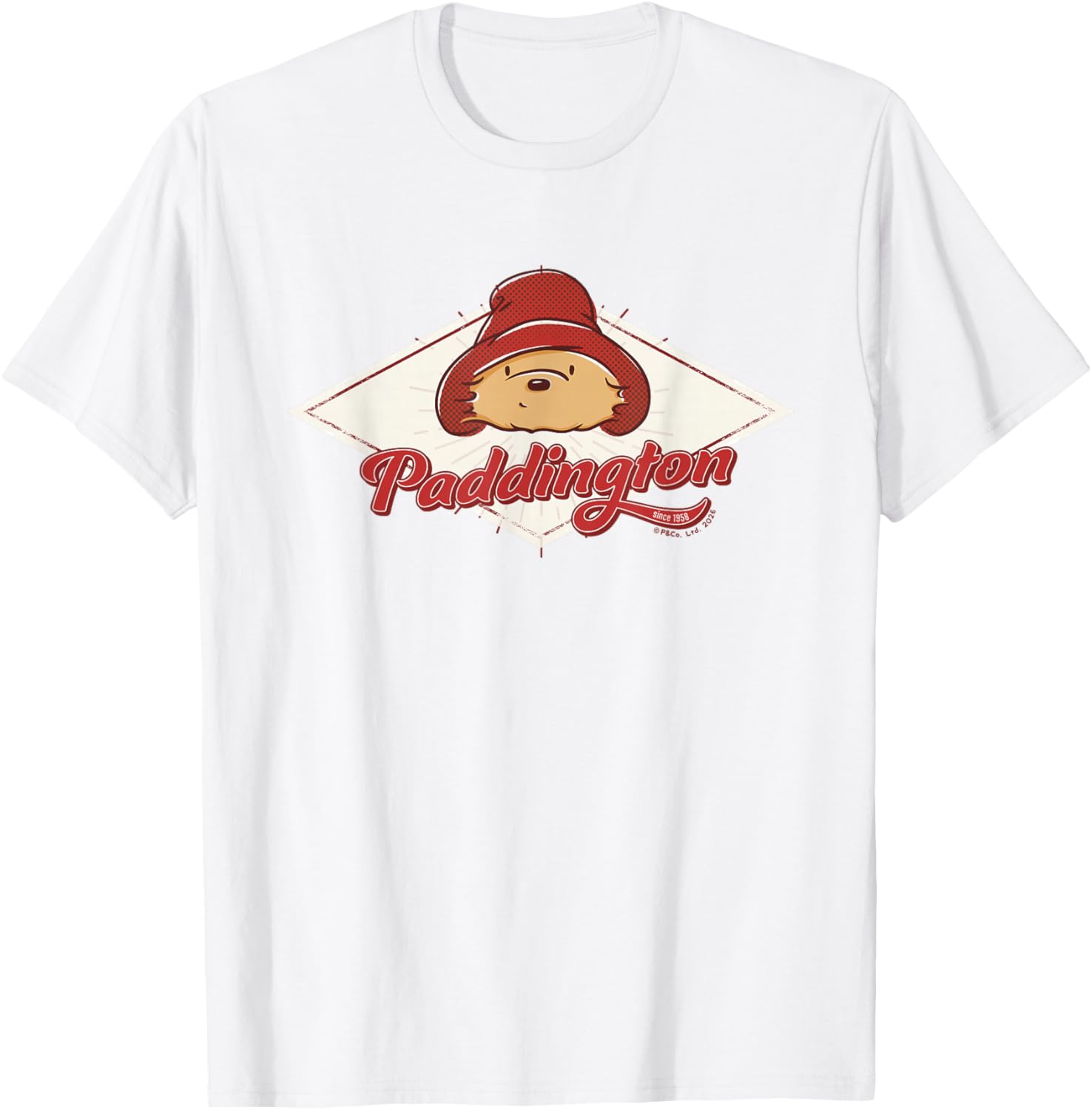Diamond Retro Classic Paddington Bear T-Shirt - T-Shirt | White