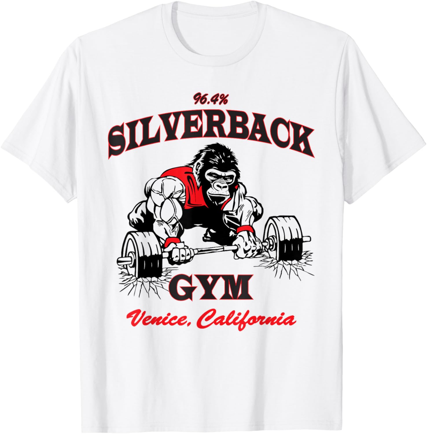 96.4% Silverback gym apparel, body building, gym Venice retr T-Shirt - T-Shirt | White