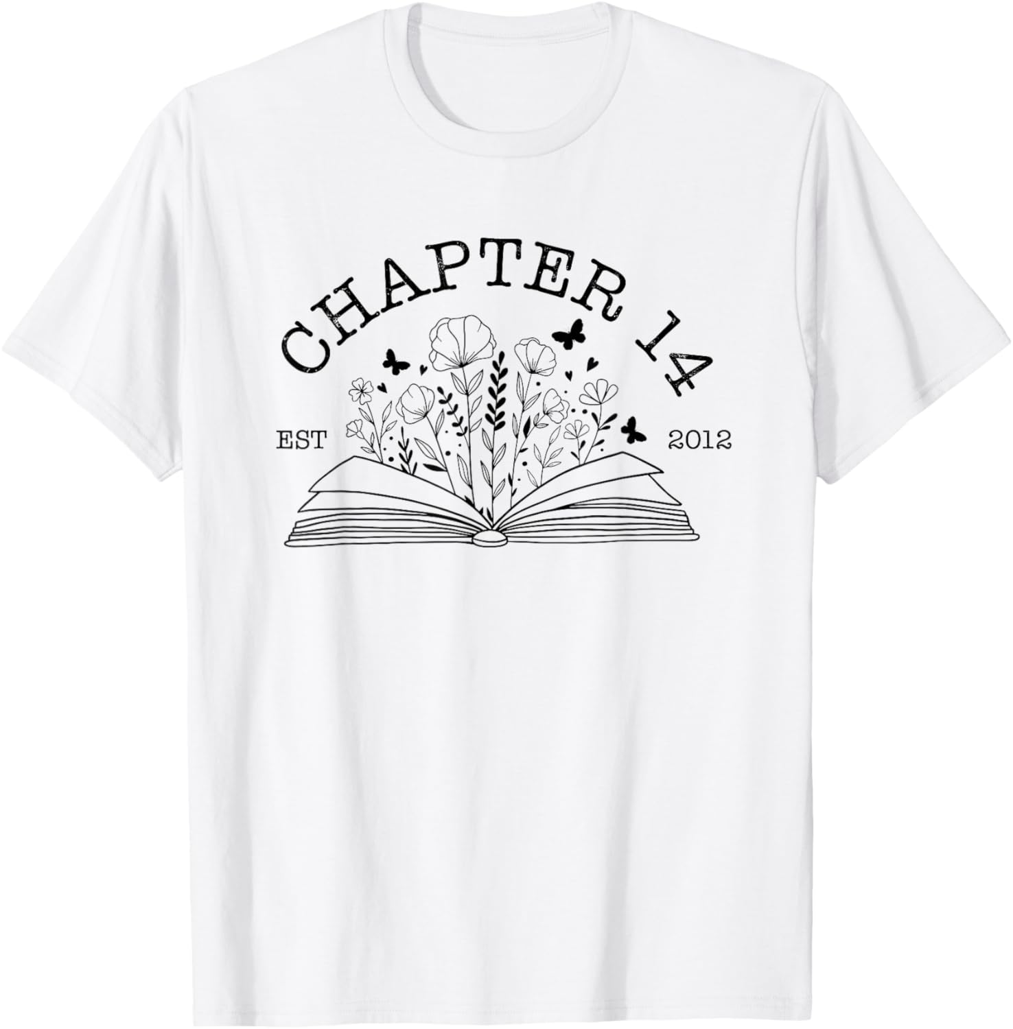 Cute 14th Birthday Chapter 14 Est 2012 Wildflower Book Lover T-Shirt - T-Shirt | White