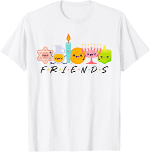Hanukkah Friends Menorah Traditional Jewish Dreidel Chanukah T-Shirt - T-Shirt | White
