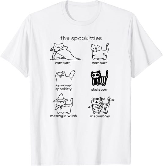 Threadless Poorly Drawn Cats The Spookitties Graphic T-Shirt - T-Shirt | White