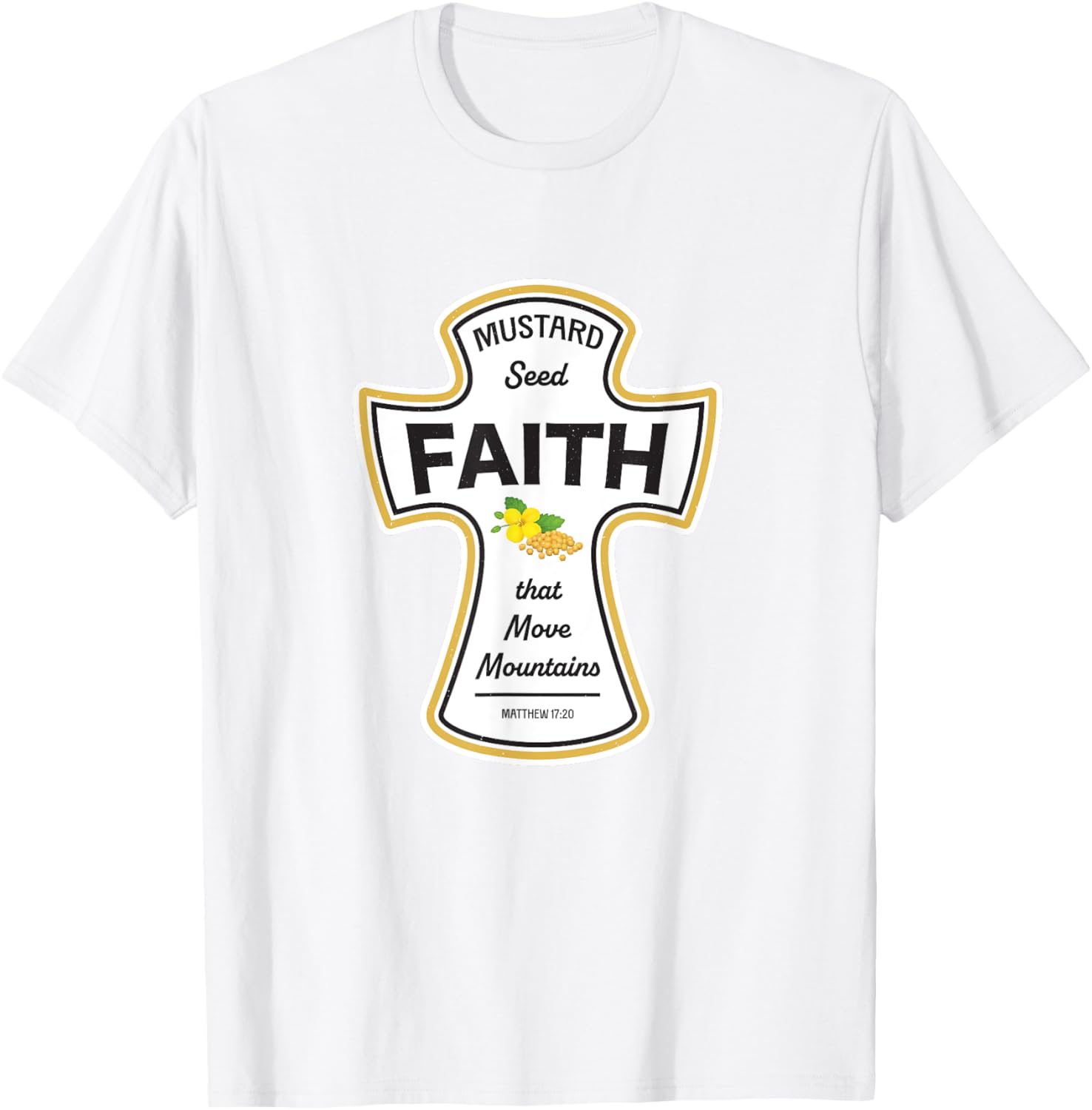Mustard Christian Shirt - Faith Seed of Mustard Jesus Bible T-Shirt - T-Shirt | White