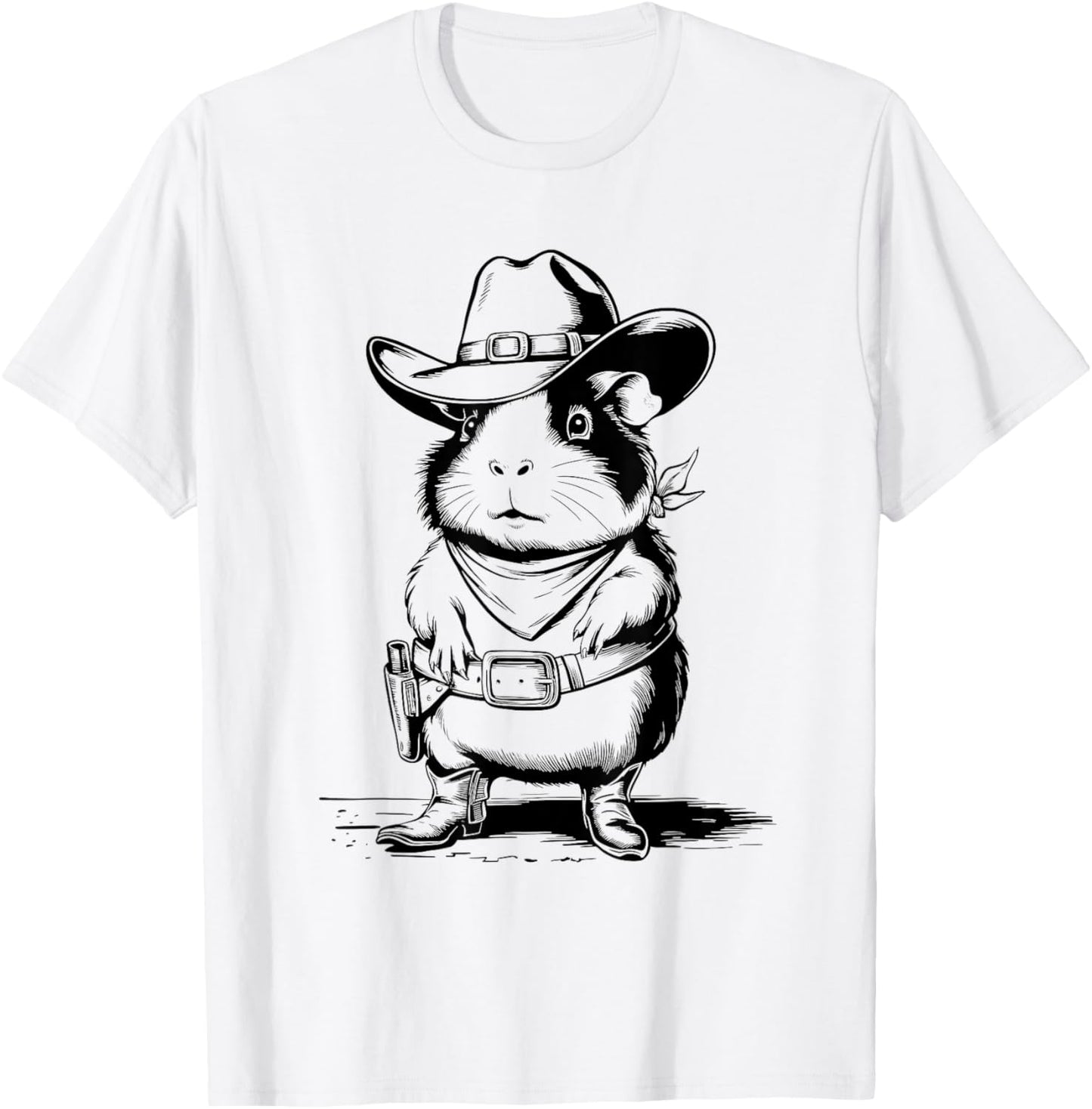 Funny Guinea Pig Cowboy Western Country Guinea Pig T-Shirt - T-Shirt | White