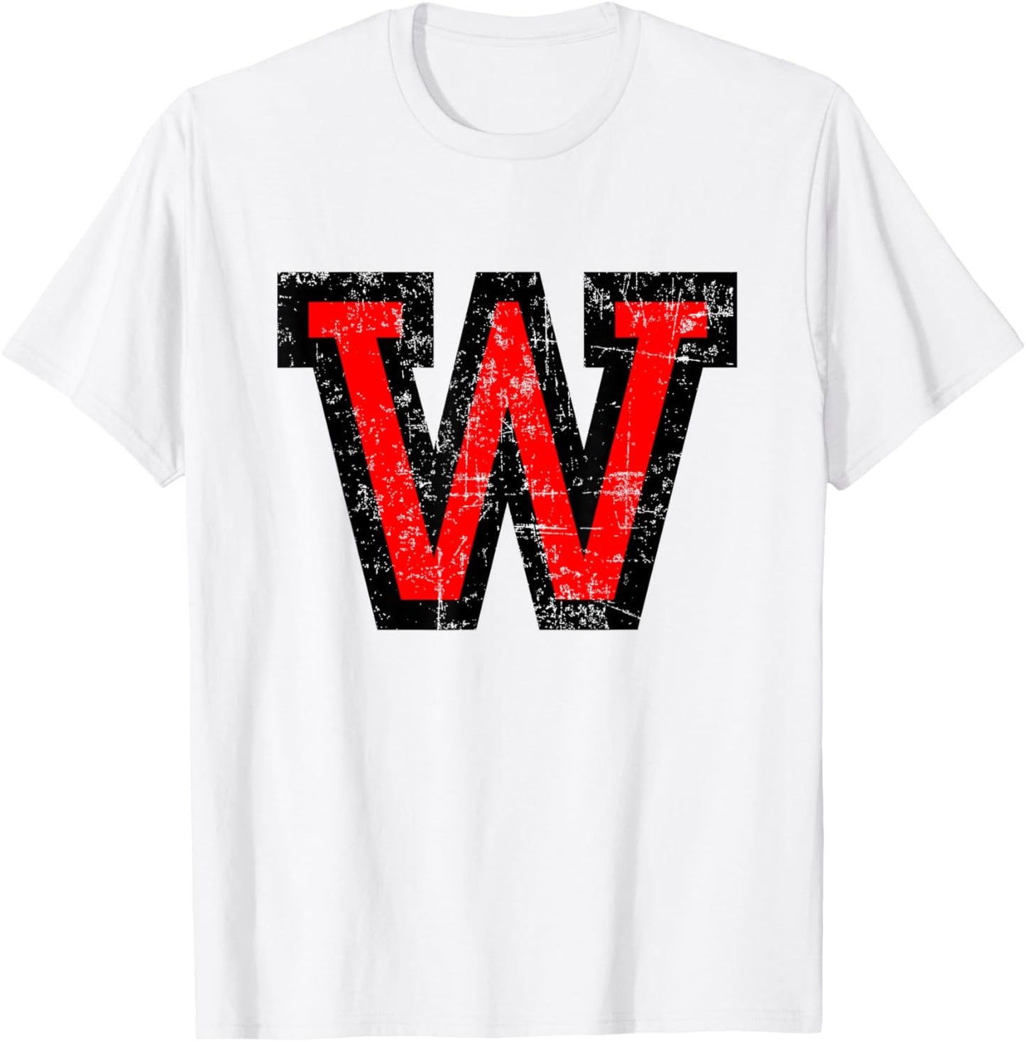 Letter W (Vintage Black-Red) T-Shirt - T-Shirt | White