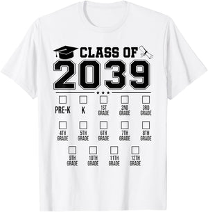 Class of 2039 Checklist Pre-K 12th Grade Graduation 2039 T-Shirt - T-Shirt | White
