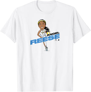 BreakingT Angel Reese Caricature Chicago Basketball T-Shirt - T-Shirt | White