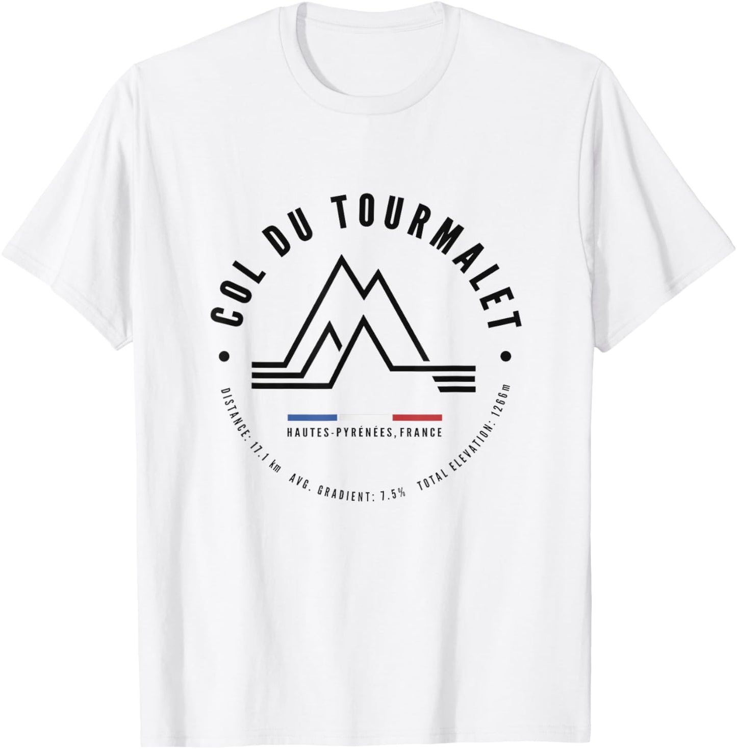 Col Du Tourmalet Mountain Pass France Cycling Racing Bike T-Shirt - T-Shirt | White