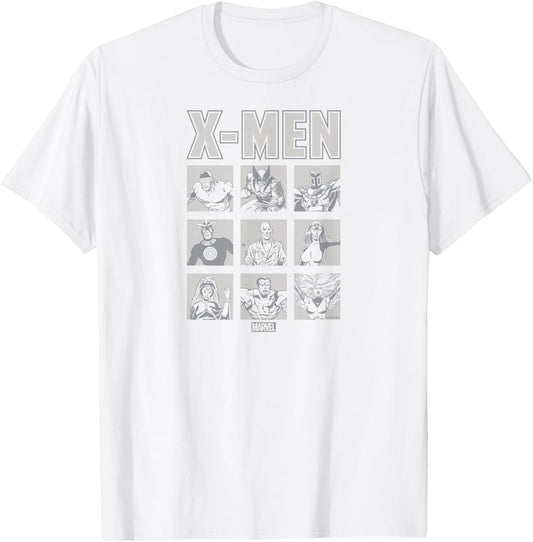 X-Men - Light Monochrome Grid T-Shirt - T-Shirt | White