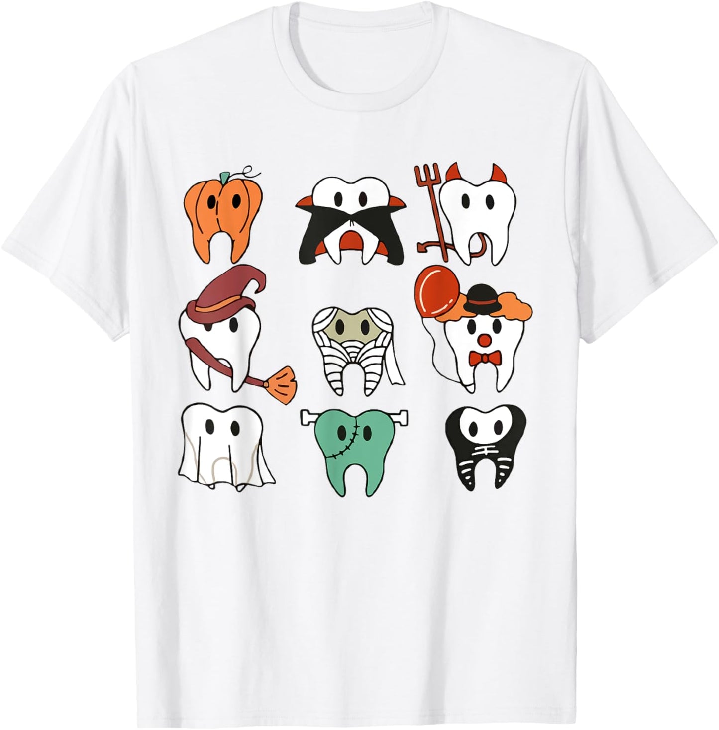 Funny Dental Halloween Dentist Hygiene Ghost Spooky Season T-Shirt - T-Shirt | White