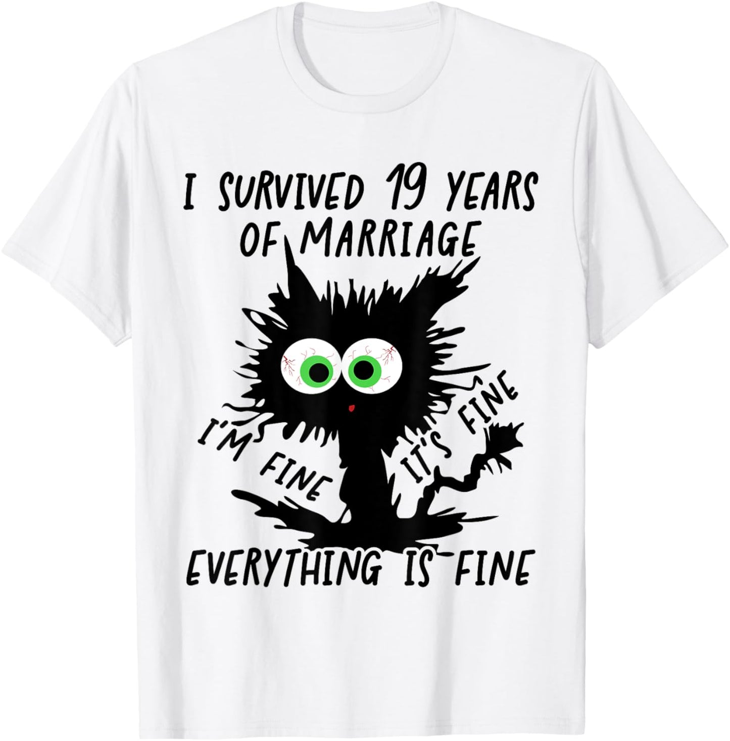 Bronze Wedding I Survived 19 Years Of Marriage T-Shirt - T-Shirt | White