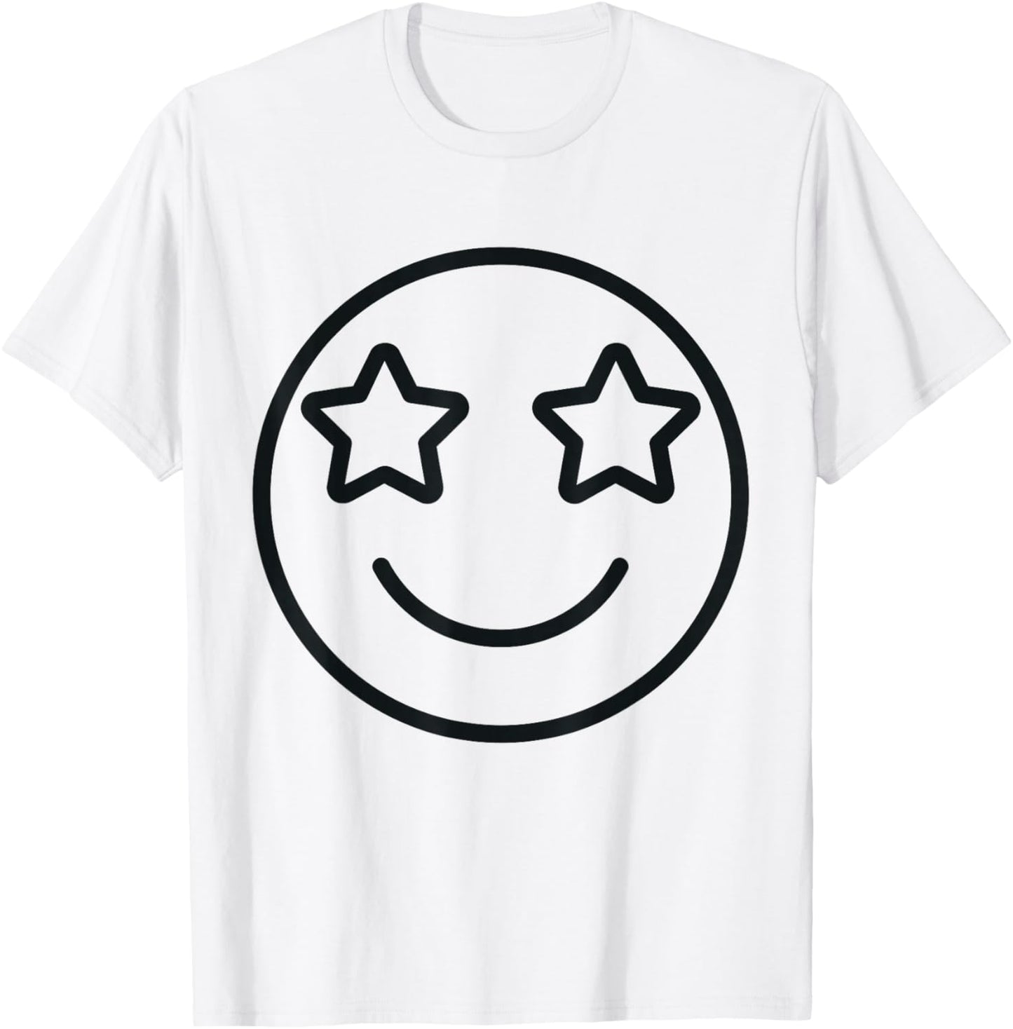 Funny Emoticon Star Eyes Smile Face Men Women Kids Humor T-Shirt - T-Shirt | White