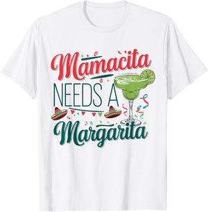 Women Mamacita Needs Margarita Funny Cinco Mayo Mexican Mom T-Shirt - T-Shirt | White