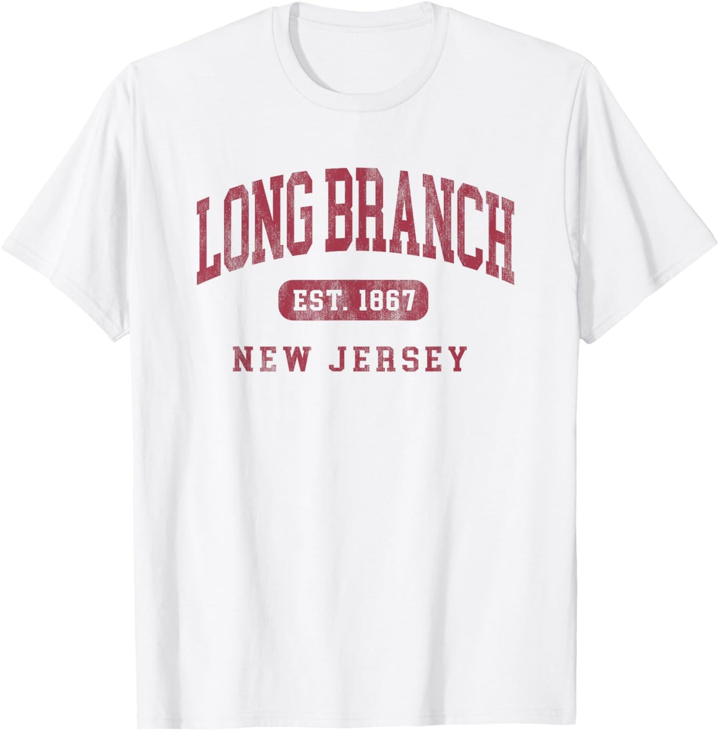 Long Branch New Jersey Vintage Established Beach Souvenir T-Shirt - T-Shirt | White