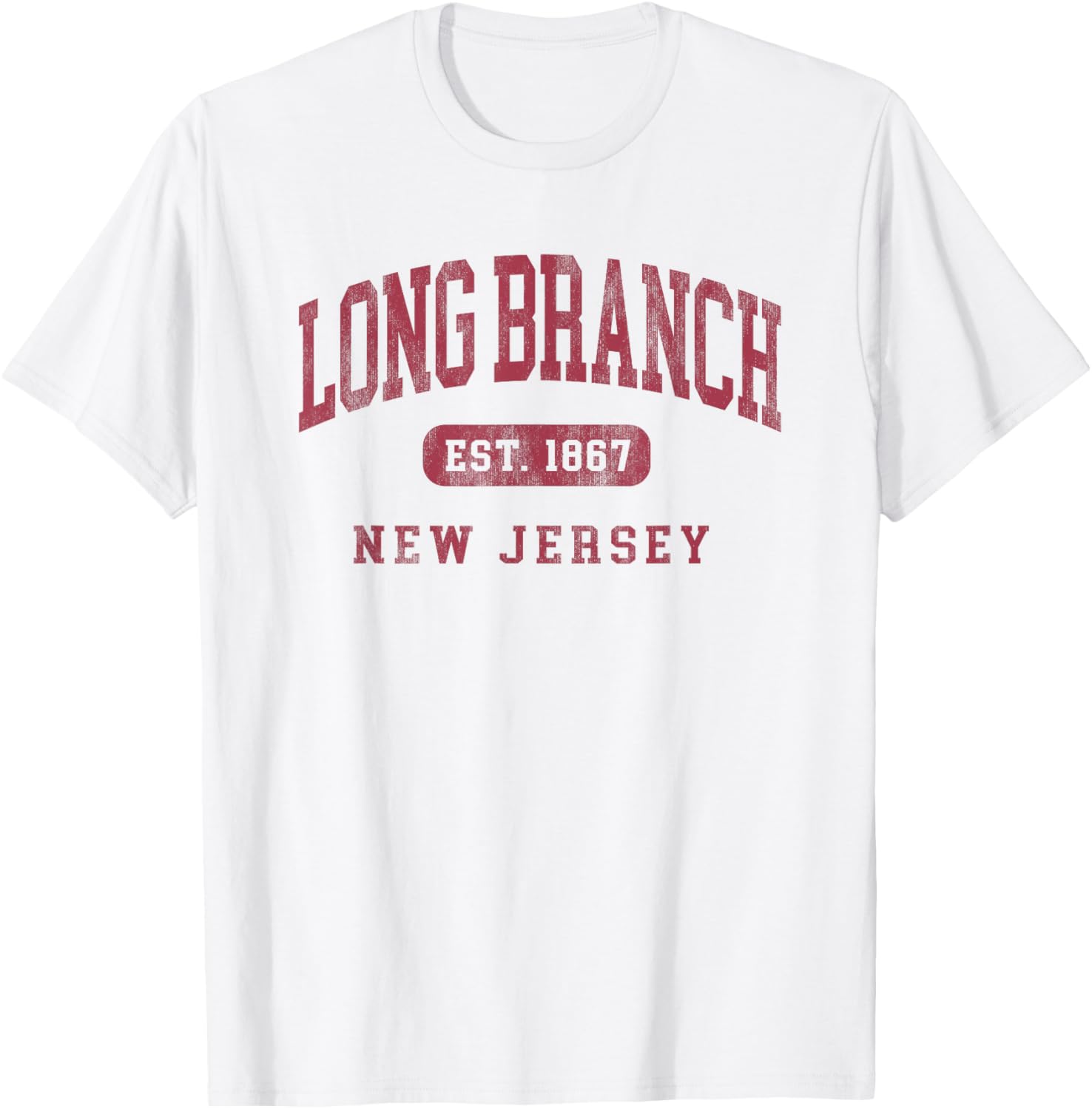 Long Branch New Jersey Vintage Established Beach Souvenir T-Shirt - T-Shirt | White