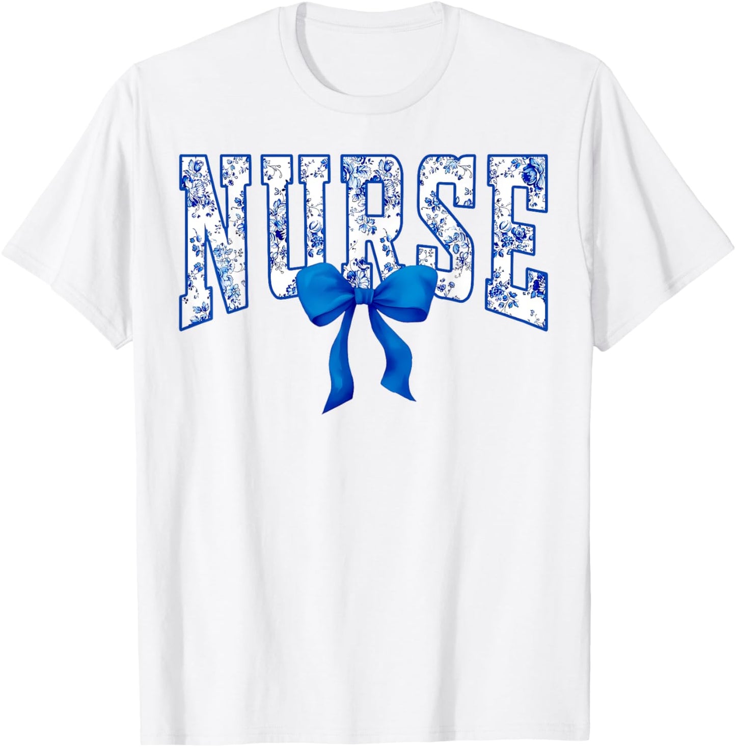 Toile De Jouy Nurse Coquette Bow Nurse Floral T-Shirt - T-Shirt | White