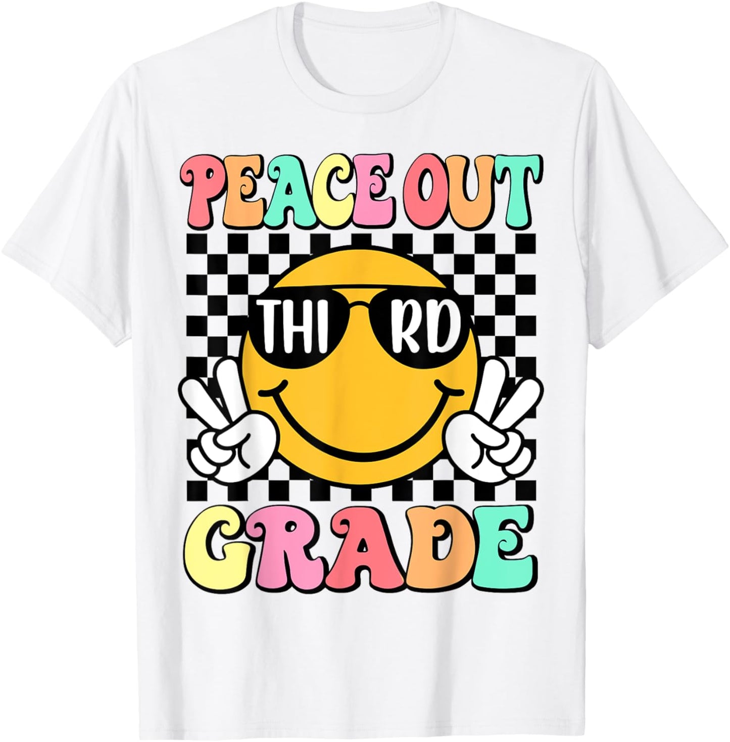 Peace Out 3rd Grade Groovy Students Kids Last Day Of School T-Shirt - T-Shirt | White