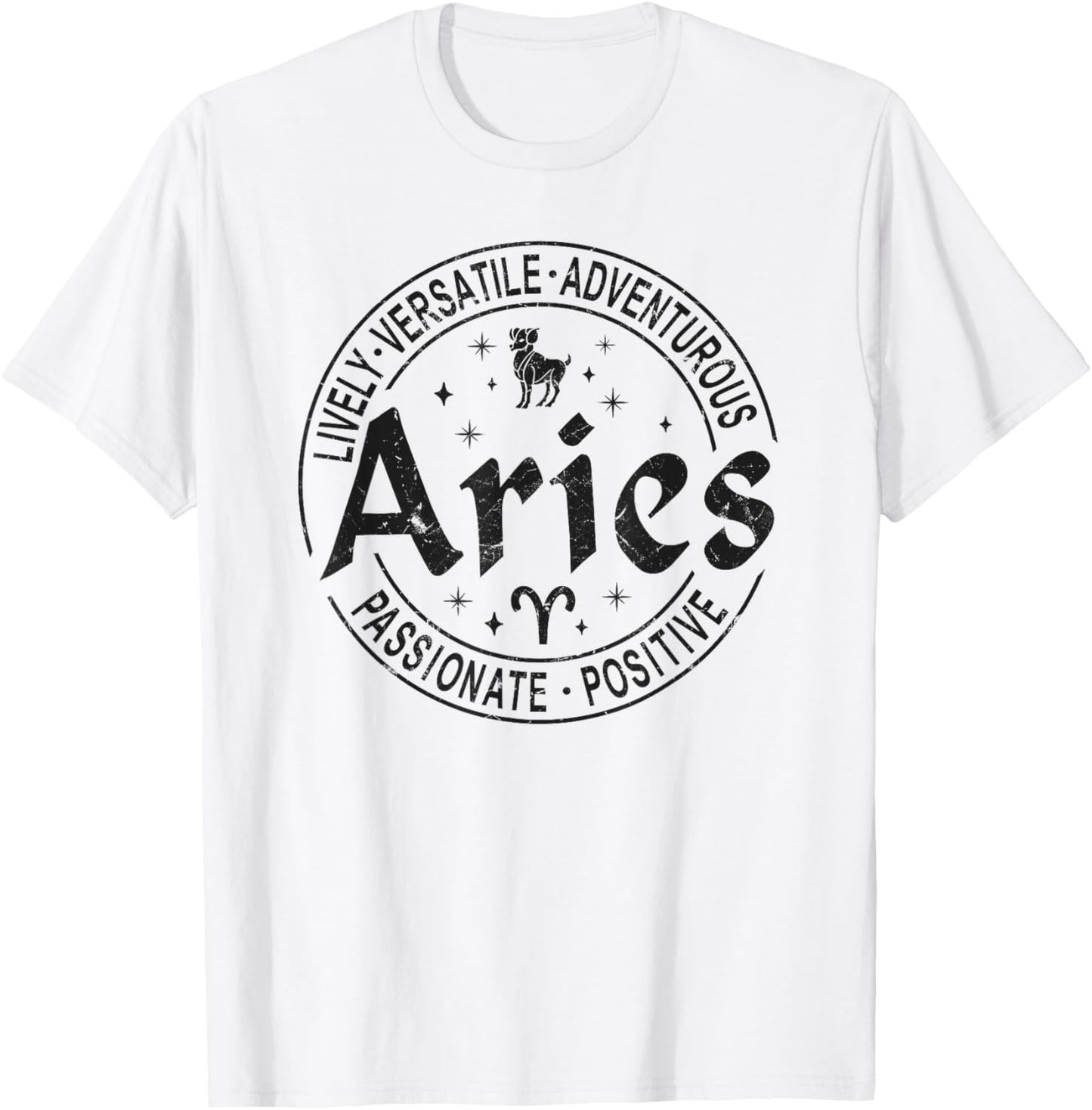 Aries Virtues Vintage Style Zodiac Design, Aries T-Shirt - T-Shirt | White