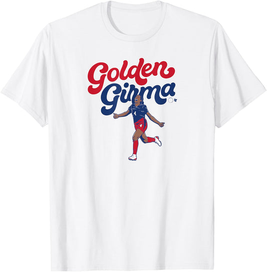 Naomi Girma: Golden Girma - USA Soccer T-Shirt - T-Shirt | White