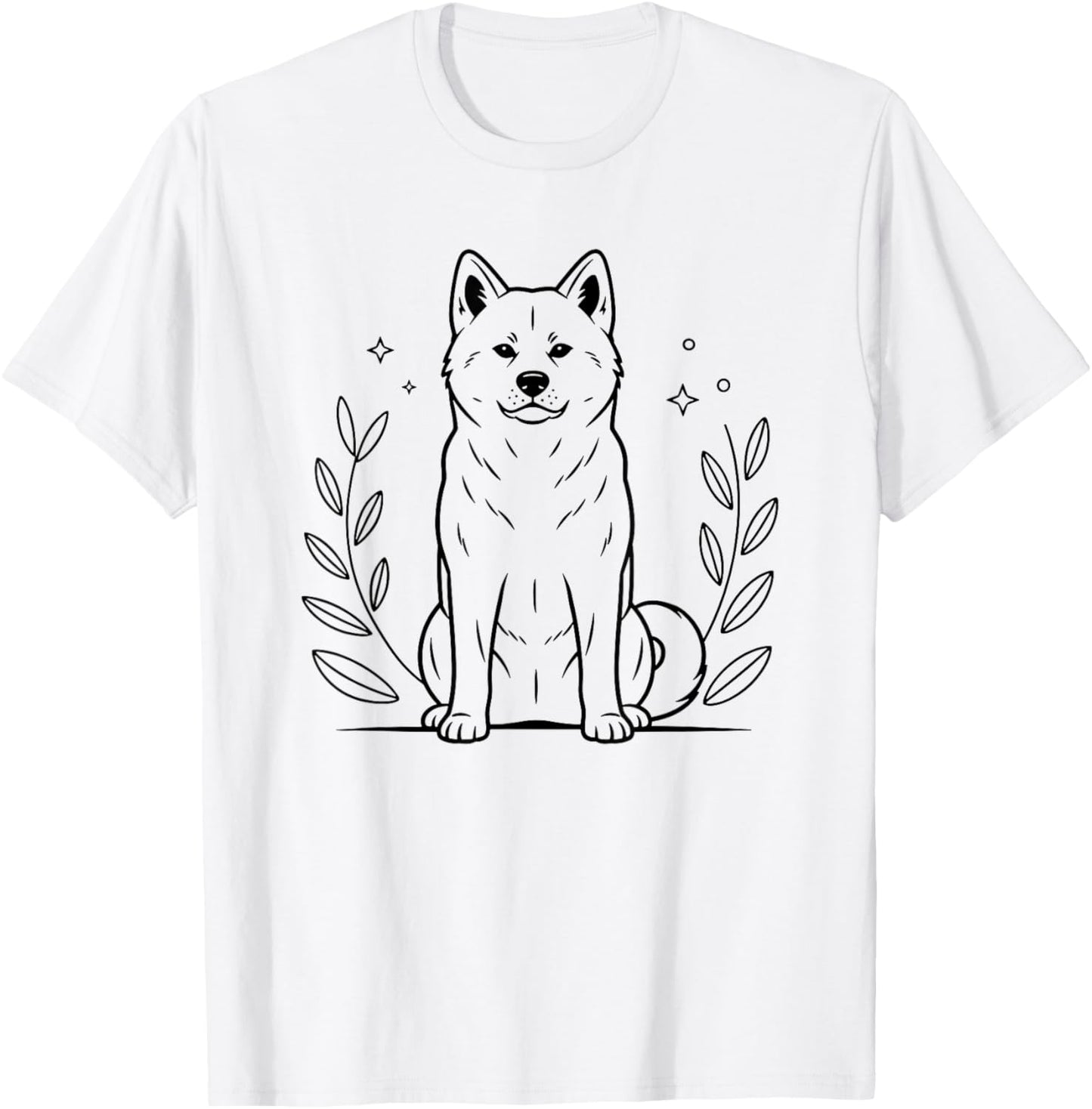 Line Art Japanese Akita Inu Minimalist T-Shirt - T-Shirt | White