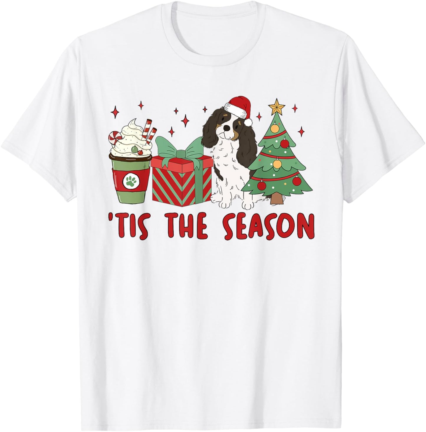 Cavalier King Charles Spaniel Christmas Tis The Season Dog Men Women Kids T-Shirt - T-Shirt | White