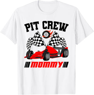 Mommy Pit Crew Race Birthday Party Racing Matching Family T-Shirt - T-Shirt | White