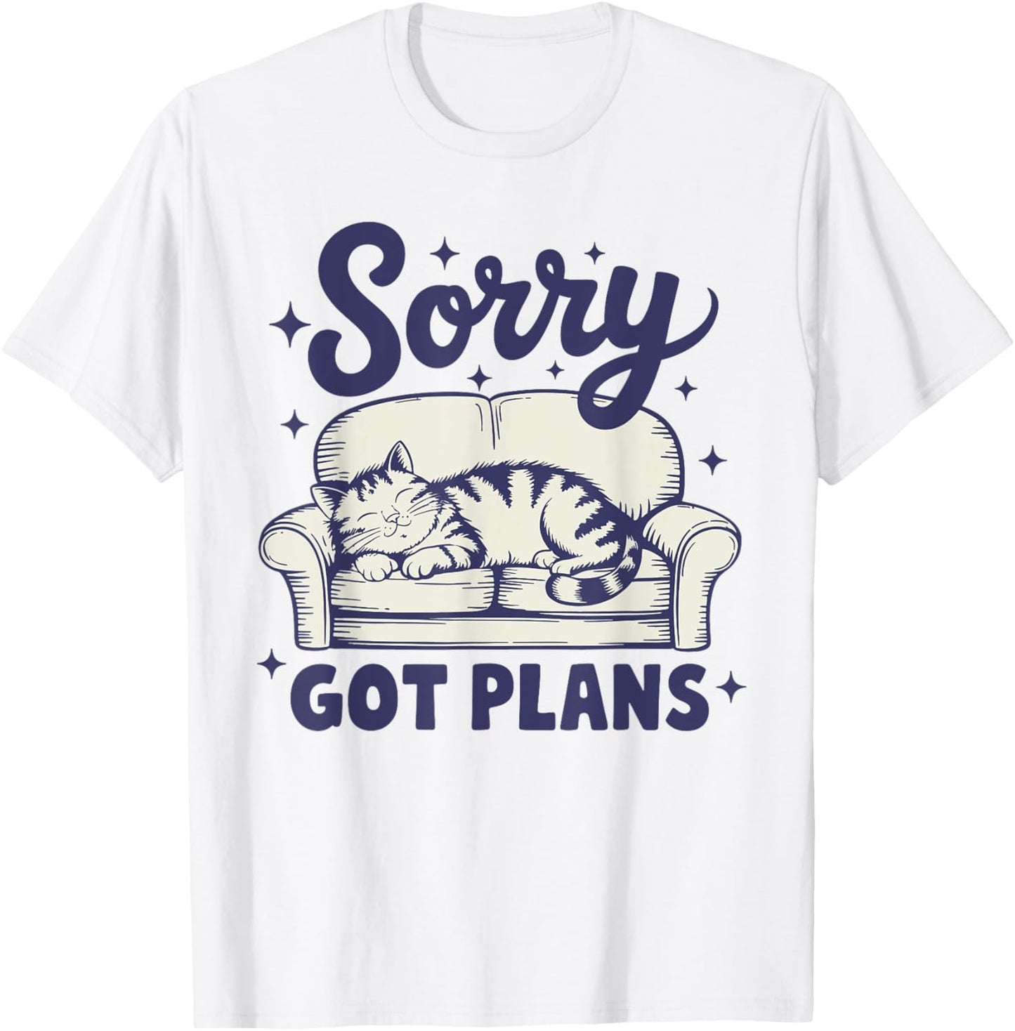 Sorry Got Plans Funny Cat Retro Cat Lovers Women Girls T-Shirt - T-Shirt | White