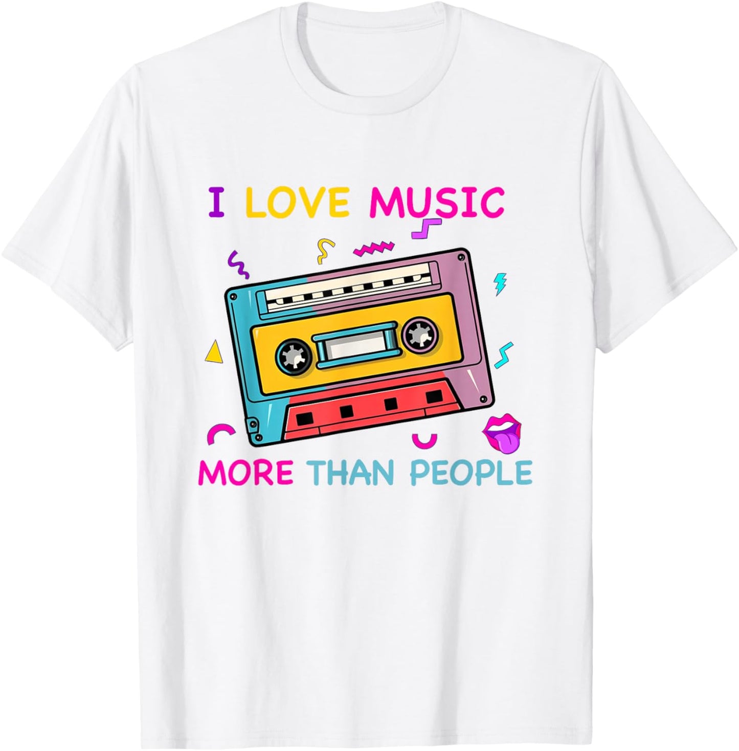 I Love Music More Than People Funny Music Lover T-Shirt - T-Shirt | White