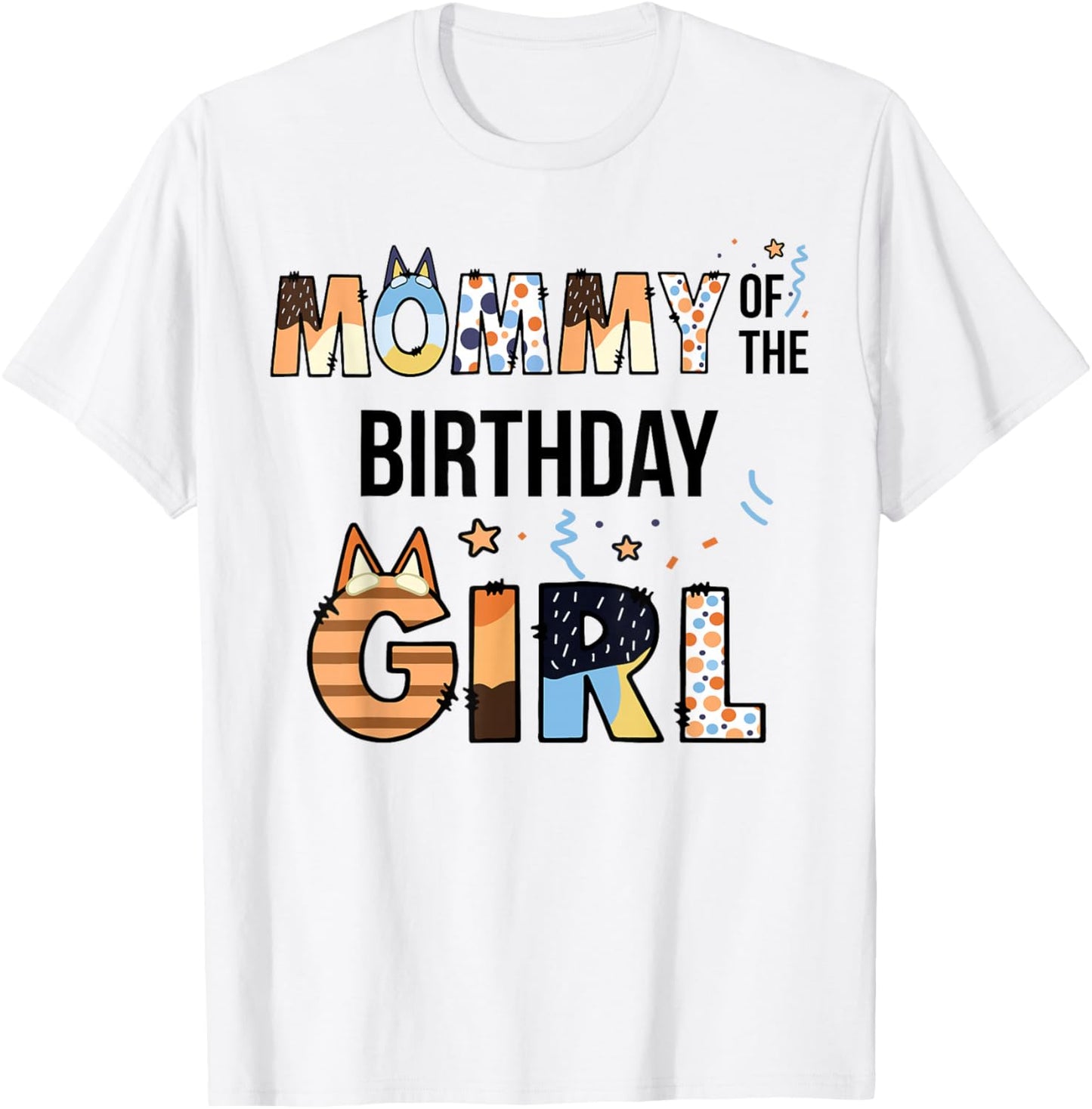 Mommy of The Birthday Girl Party Blue Dog Lover Matching T-Shirt - T-Shirt | White