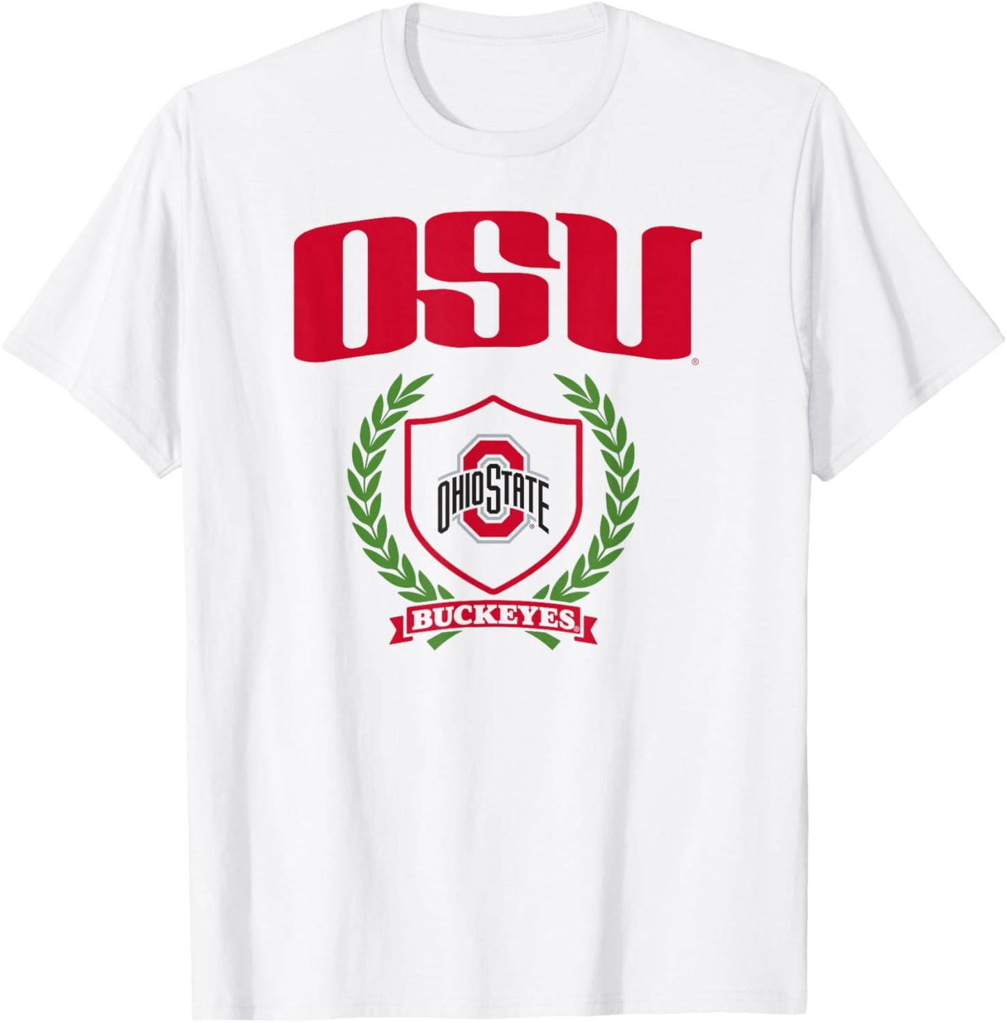 Ohio State Buckeyes Laurel Banner White Officially Licensed T-Shirt - T-Shirt | White