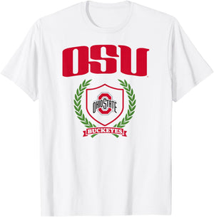 Ohio State Buckeyes Laurel Banner White Officially Licensed T-Shirt - T-Shirt | White