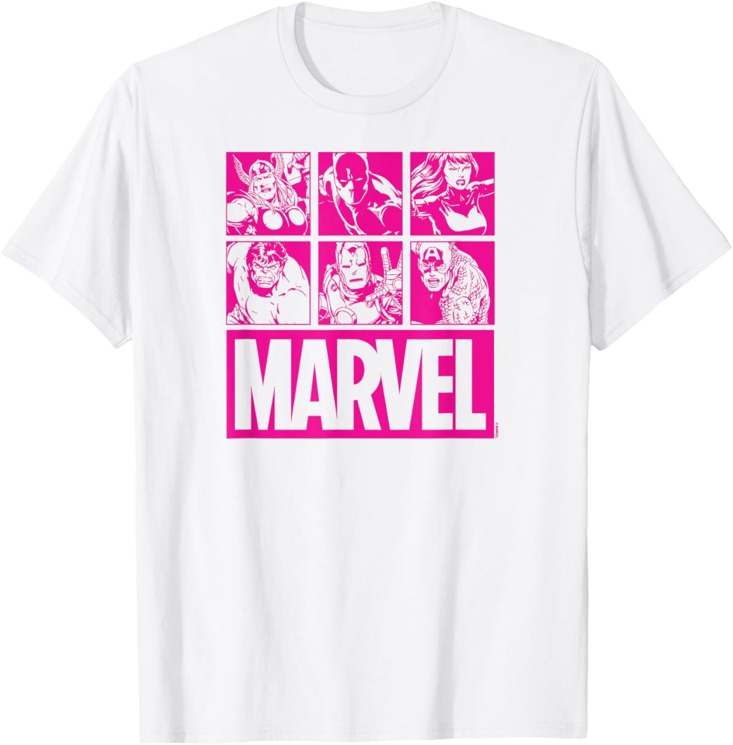 Marvel - Pink Character Grid Valentine's Day T-Shirt - T-Shirt | White
