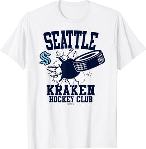 Seattle Kraken Hockey Puck Burst Gray Officially Licensed T-Shirt - T-Shirt | White