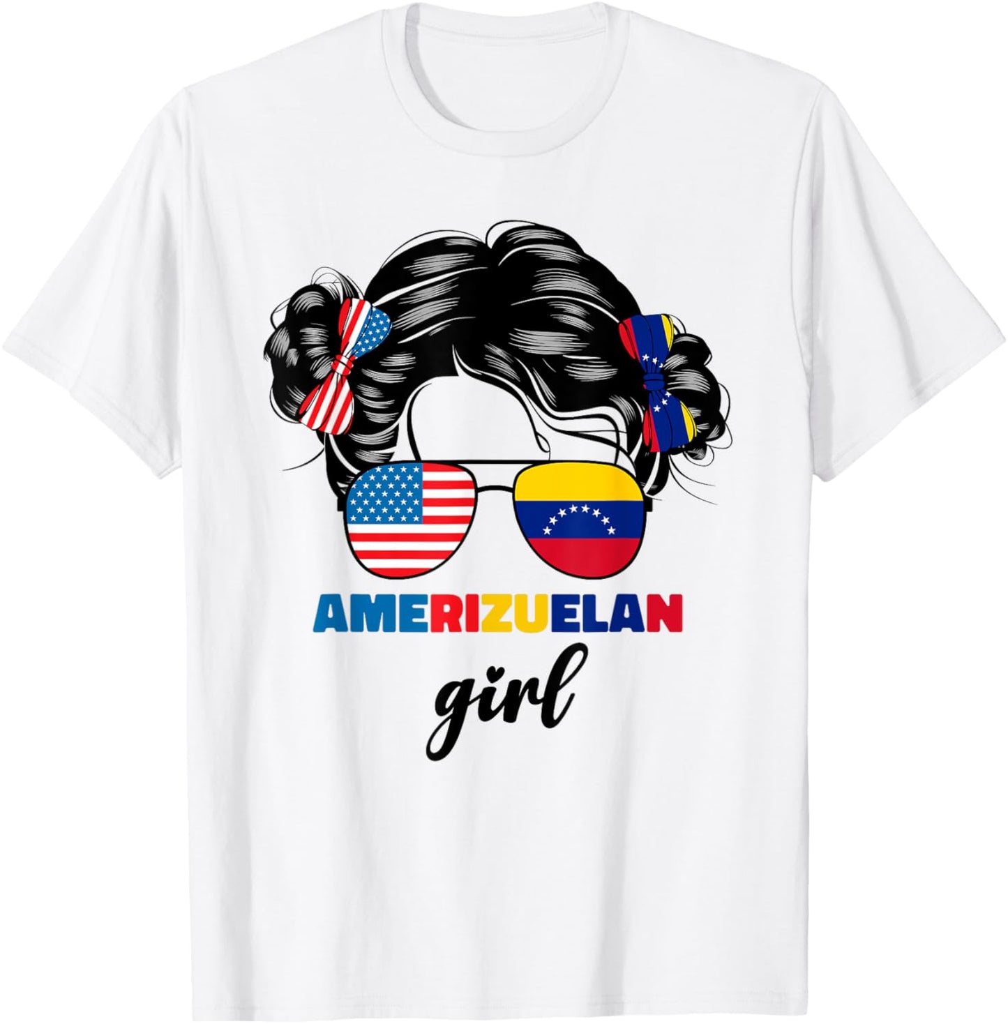 Half American And Venezuelan Usa Venezuela Flag Kids Girls T-Shirt - T-Shirt | White