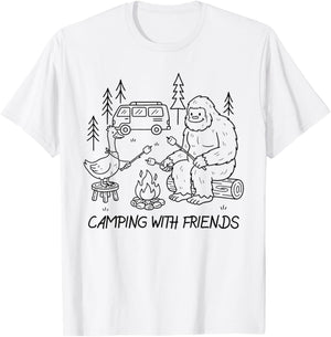 Go Outdoor Camper Bigfoot Silly Goose Camping with Friends T-Shirt - T-Shirt | White